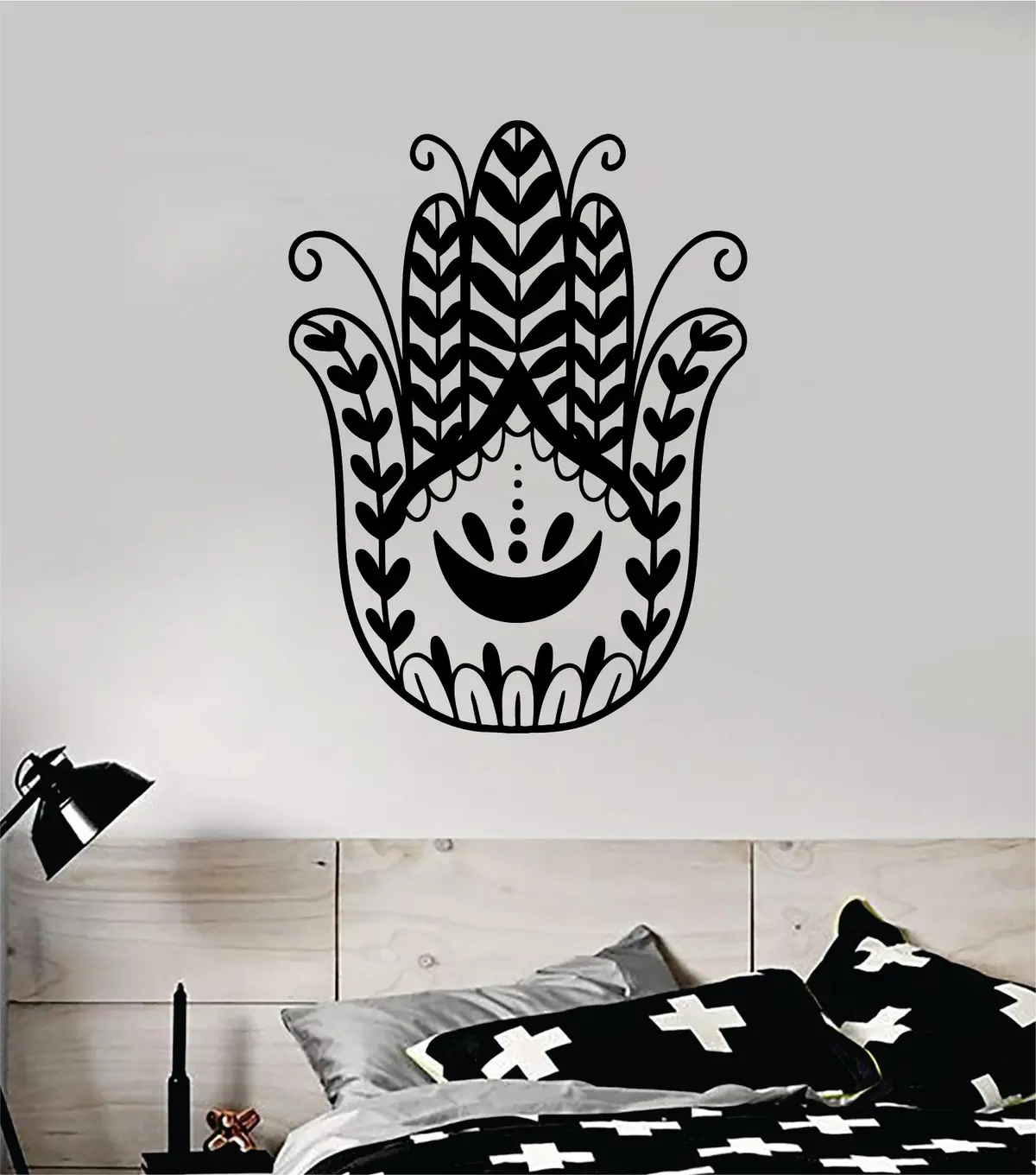 Hamsa Hand V20 Decal Sticker Wall Vinyl Art Wall Bedroom Room Home Decor Teen Inspirational Yoga Zen Meditate Namaste Mandala Tattoo Buddha 1