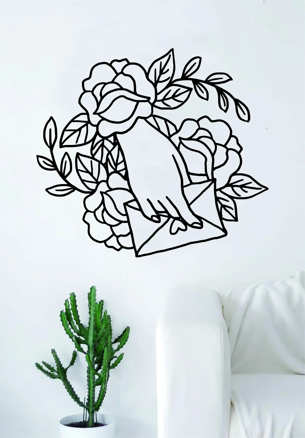 Hand Envelope Roses Love Tattoo Wall Decal Sticker Room Art Vinyl Home House Decor Traditional 1