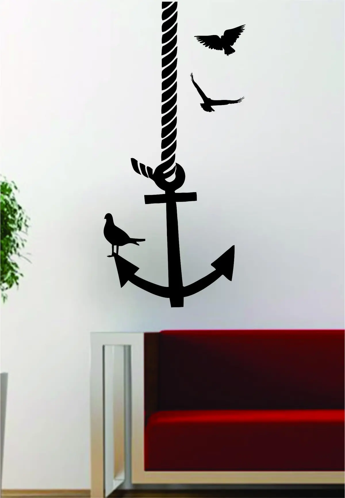 Hanging Anchor Birds Nautical Ocean Beach Decal Sticker Wall Vinyl Art Decor 1