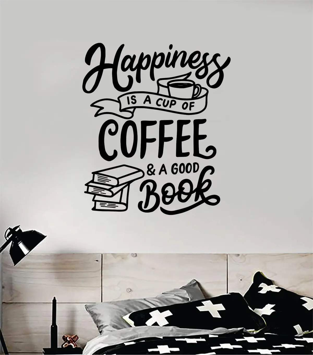 Happiness Coffee Book Quote Wall Decal Sticker Bedroom Room Art Vinyl Beautiful Decor Kitchen Shop Morning Java School Learn Roasted Latte Iced 1