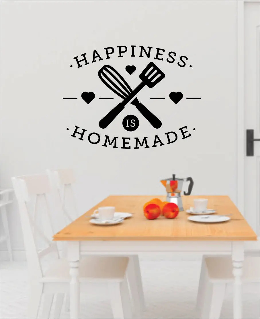 Happiness Is Homemade Wall Decal Sticker Bedroom Room Art Vinyl Home Decor Teen Food Kitchen Family Funny Love Eat 1