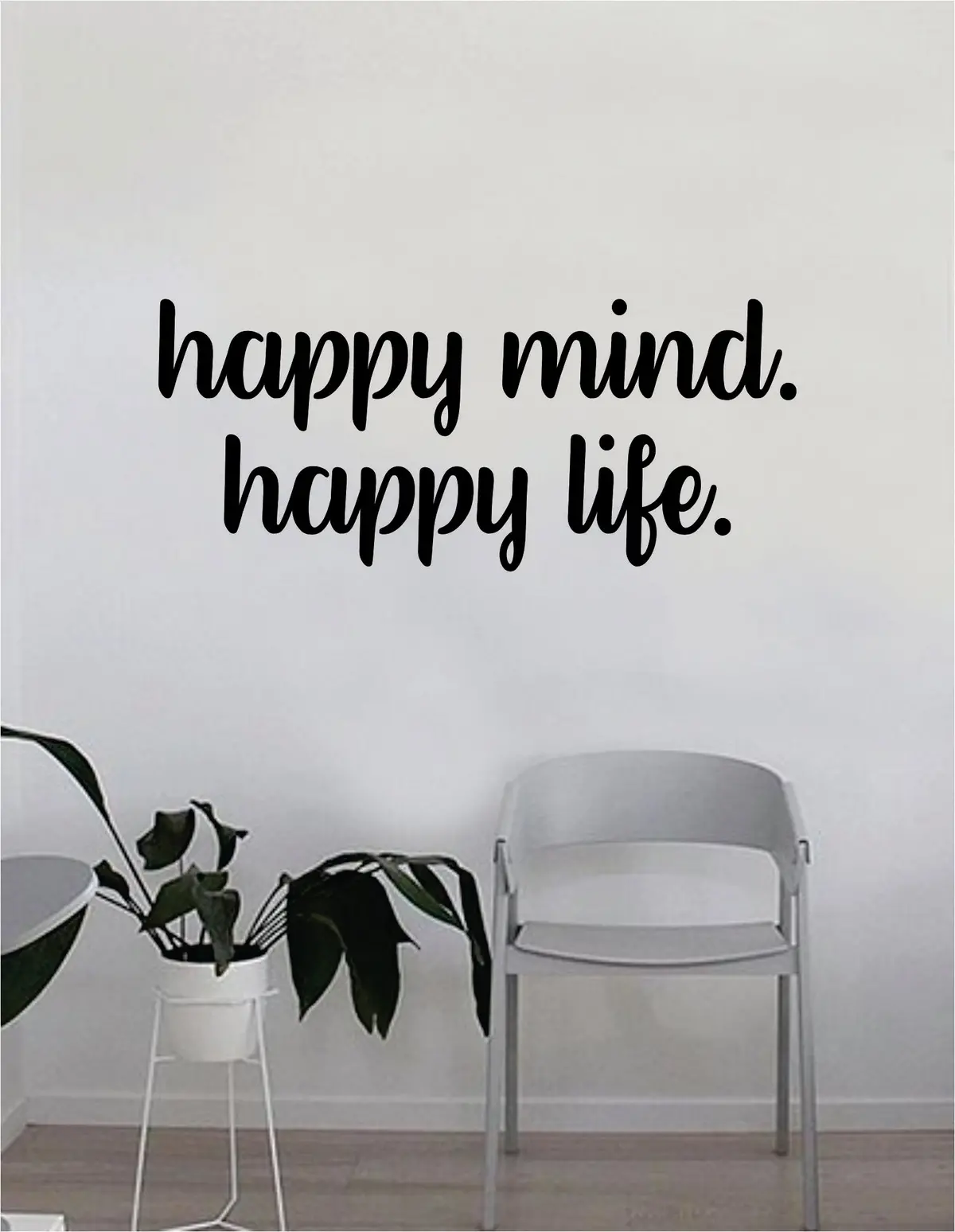Happy Mind Happy Life Quote Wall Decal Sticker Bedroom Home Room Art Vinyl Inspirational Decor Yoga Namaste Funny Studio 1