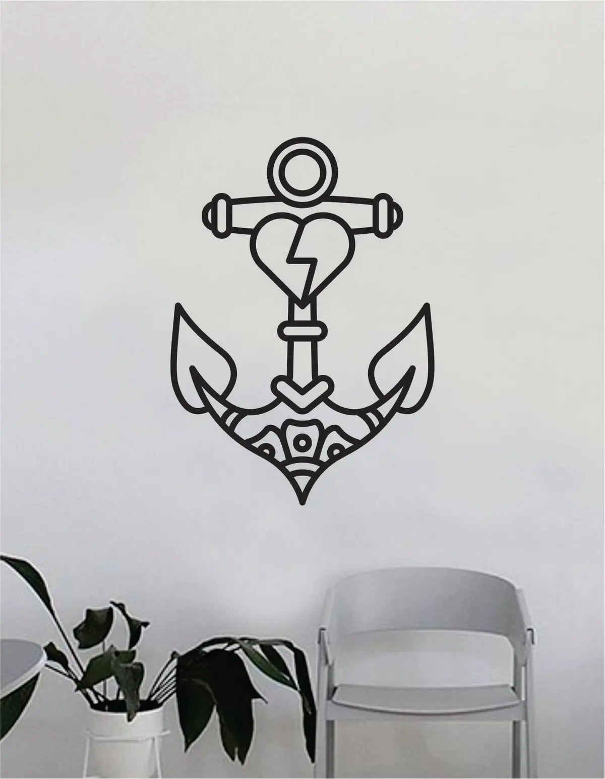 Heart Anchor Wall Decal Home Decor Art Bedroom Room Sticker Vinyl Tattoo Traditional Nautical Sea Ocean Beach 1