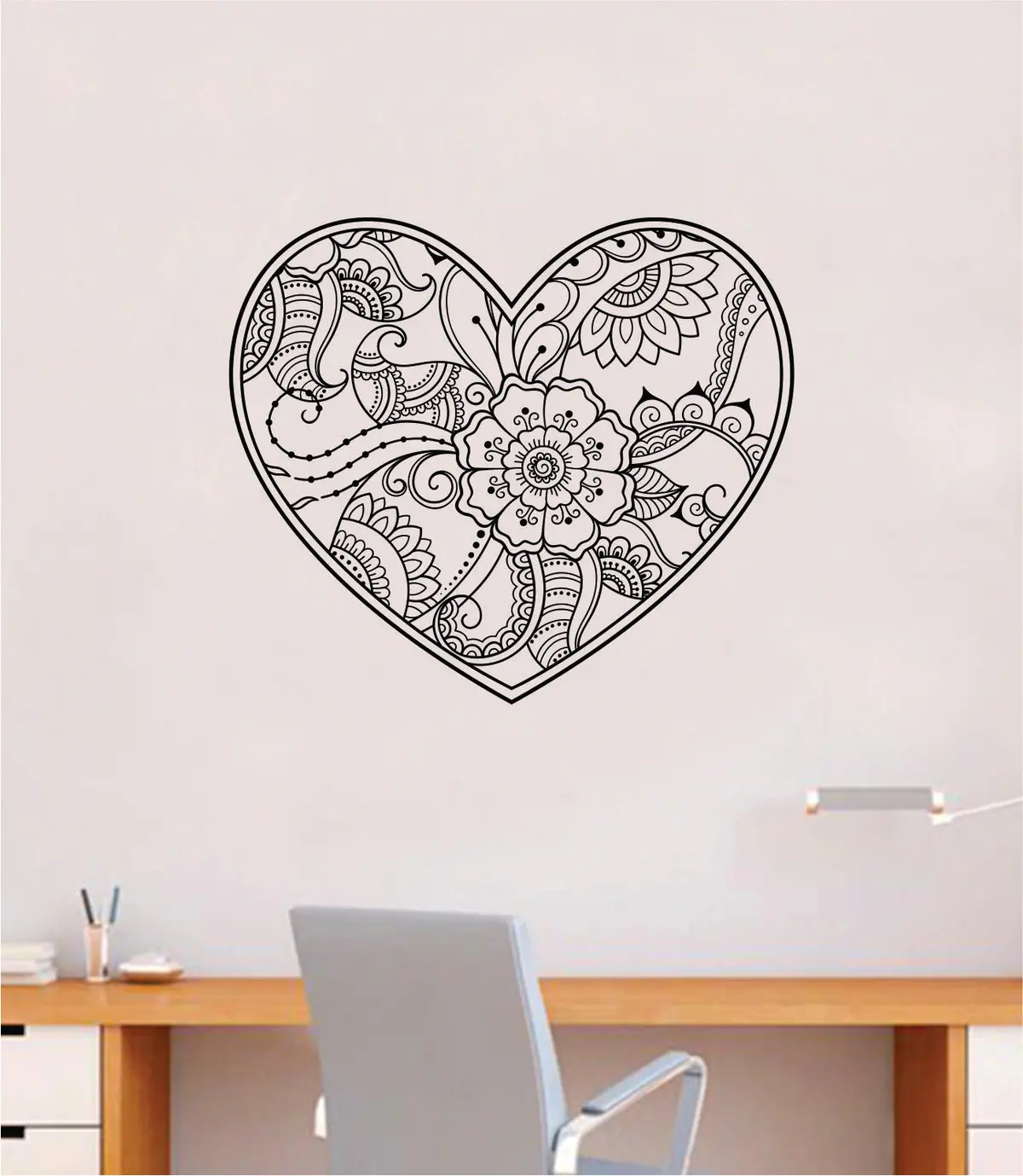 Heart Flowers Boho Quote Wall Decal Sticker Bedroom Home Room Art Vinyl Teen Decor School Playroom Nursery Playroom Kids Nature Girls 1