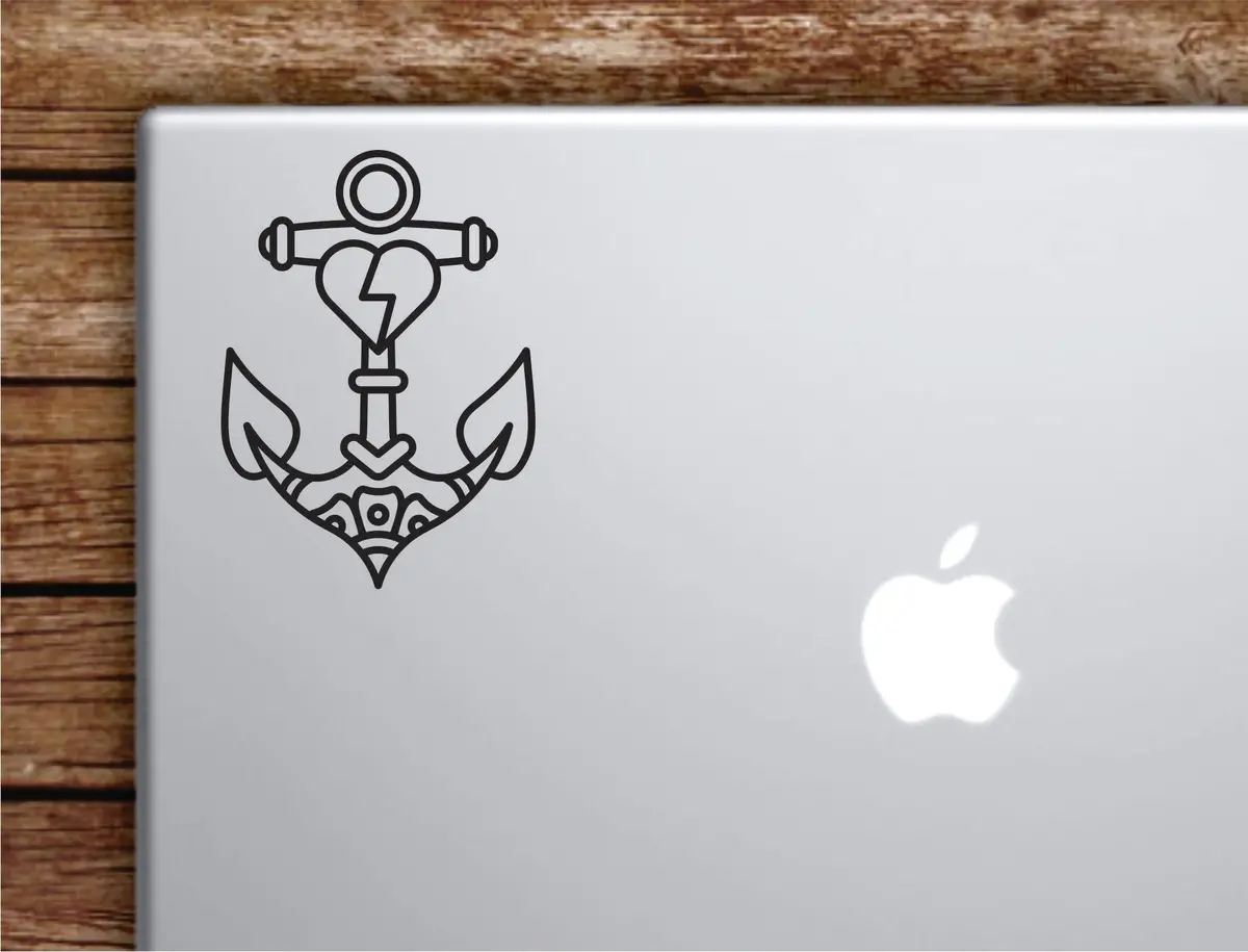 Heart Anchor Laptop Wall Decal Sticker Vinyl Art Quote Macbook Apple Decor Car Window Truck Teen Inspirational Girls Beach Ocean Tattoo 1