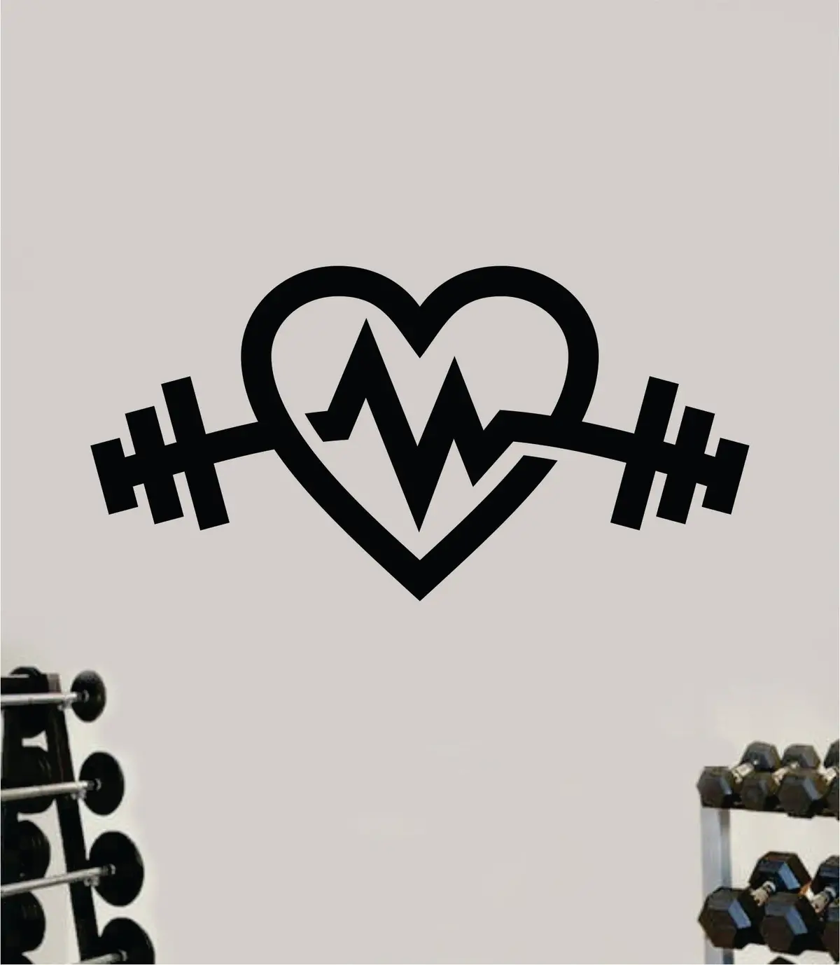 Heartbeat Gym Weights Decal Sticker Wall Vinyl Art Wall Bedroom Room Decor Motivational Inspirational Teen Sports Fitness Lift Health Beast Exercise 1