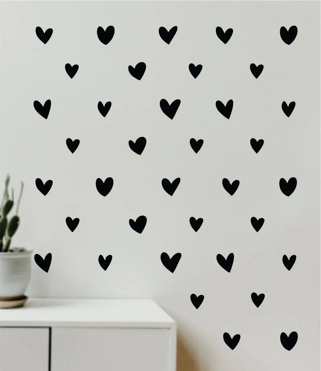 Heart Pattern Set Of 100 Wall Decal Home Decor Bedroom Room Quote Vinyl Sticker Teen School Baby Kids Nursery Playroom Boy Girl Love Cute 1