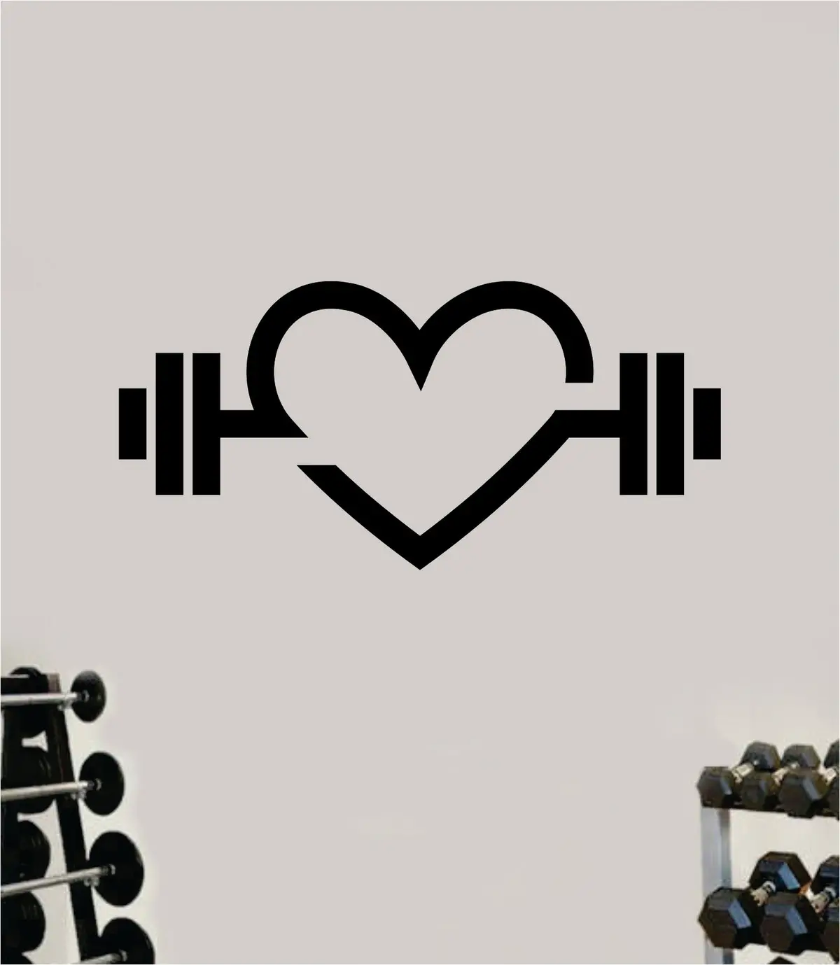 Heart Weights Fitness Gym Wall Decal Home Decor Bedroom Room Vinyl Sticker Art Teen Work Out Quote Beast Strong Inspirational Motivational Health School Lift 1