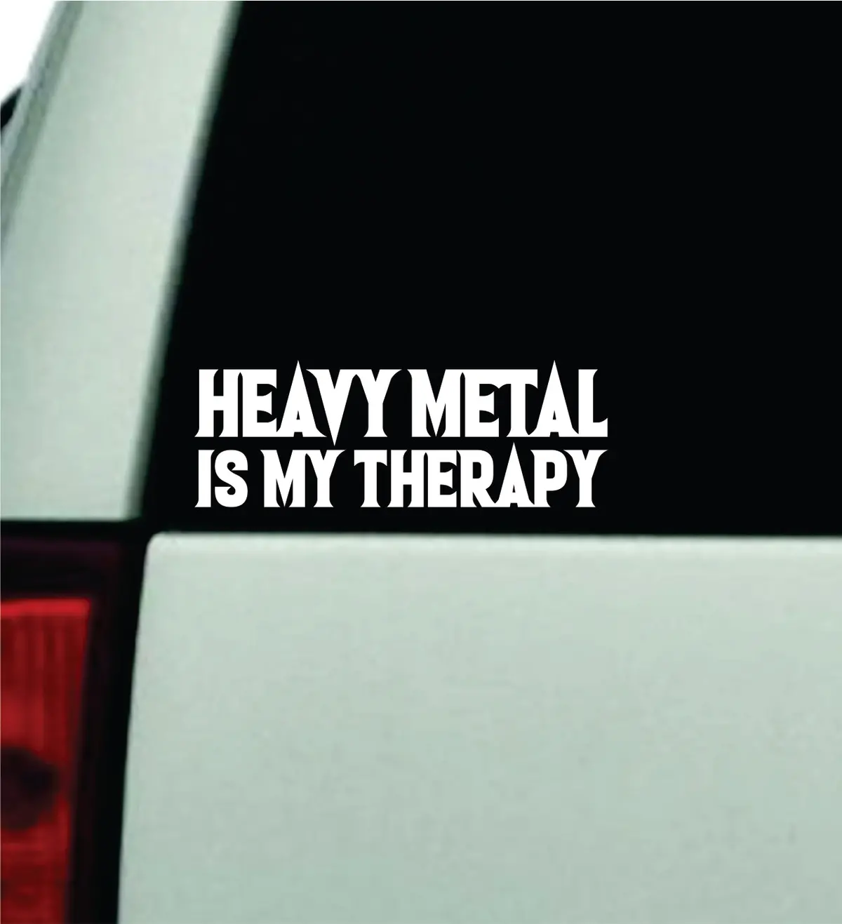Heavy Metal Is My Therapy Car Decal Truck Window Windshield Mirror Rearview Jdm Bumper Sticker Vinyl Quote Girls Funny Women Trendy Meme Men Music Bands Rock 1