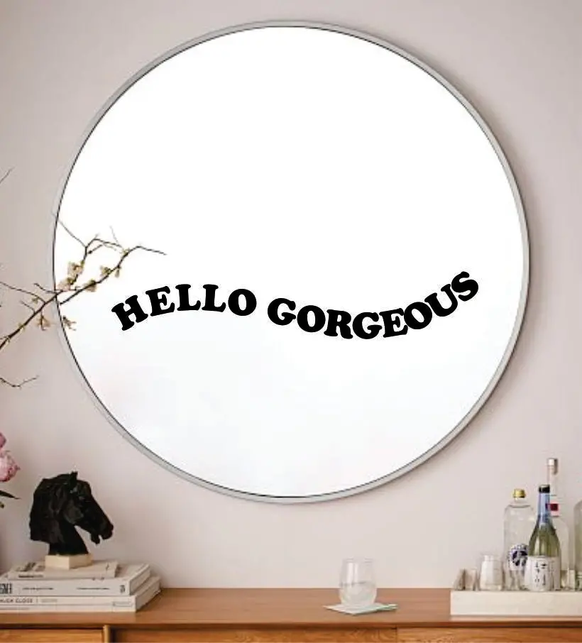 Hello Gorgeous V3 Wall Decal Sticker Vinyl Art Wall Bedroom Home Decor Inspirational Motivational Boy Girls Teen Mirror Beauty Lashes Brows Make Up 1