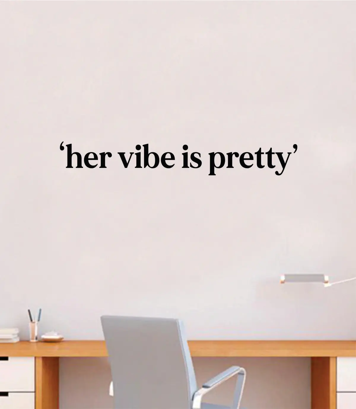 Her Vibe Is Pretty Quote Beautiful Decal Sticker Wall Vinyl Decor Art Make Up Lashes Eyelashes Cosmetics Beauty Salon Lips Girls Inspirational 1