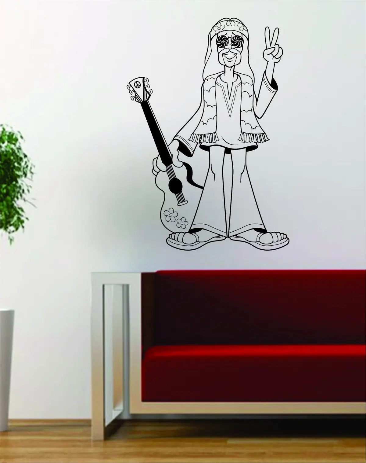 Hippie With Guitar Trippy Hippy Design Decal Sticker Wall Vinyl Art Decor Home 1