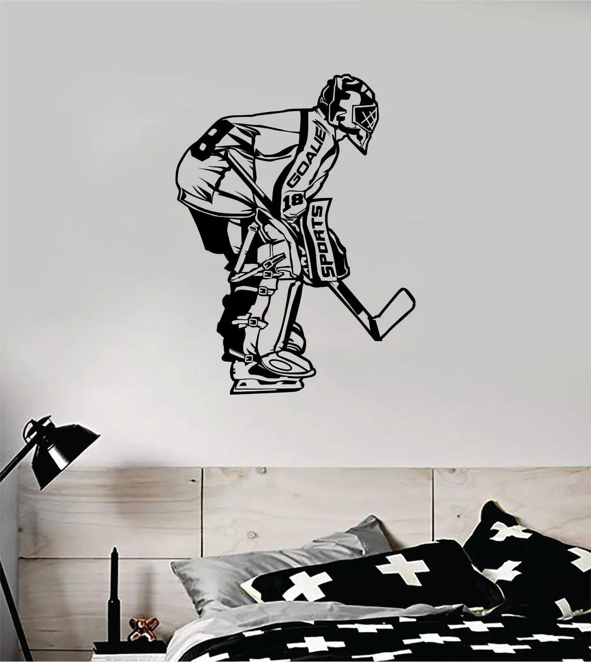 Hockey Goalie V6 Wall Decal Sticker Vinyl Art Bedroom Room Home Decor Quote Kids Teen Baby Boy Girl Nursery Ice Skate Puck Stick Nhl Winter Sports 1