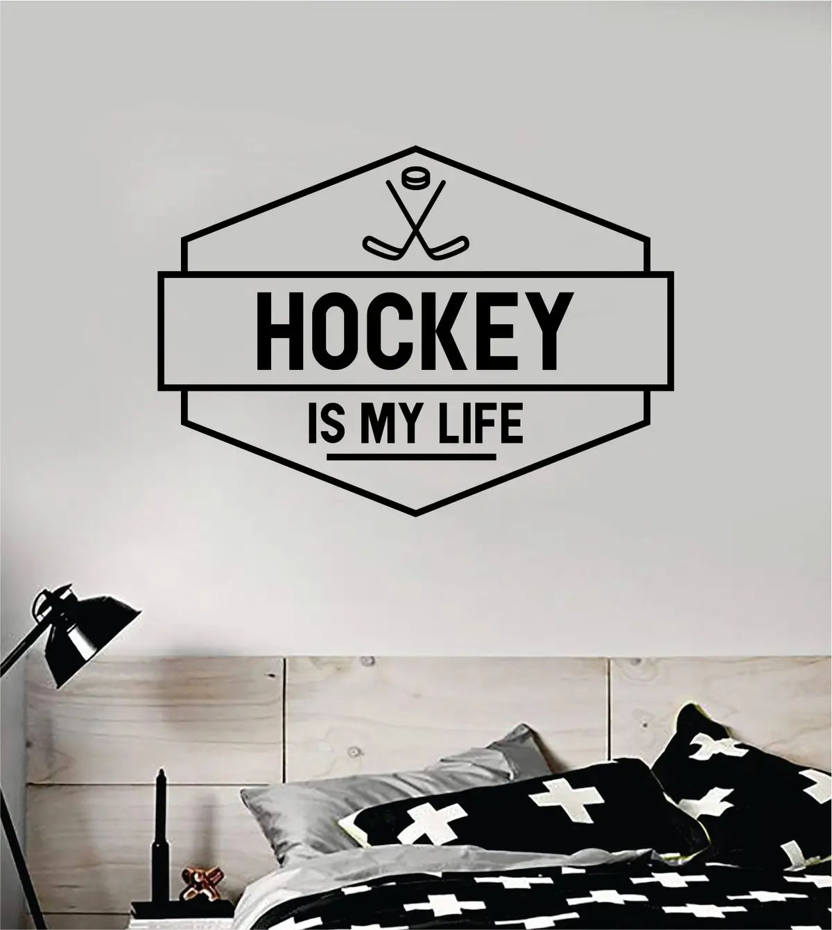 Hockey Is My Life V2 Wall Decal Quote Home Room Decor Art Vinyl Sticker Bedroom Inspirational Sports Teen Winter Ice Goalie 1