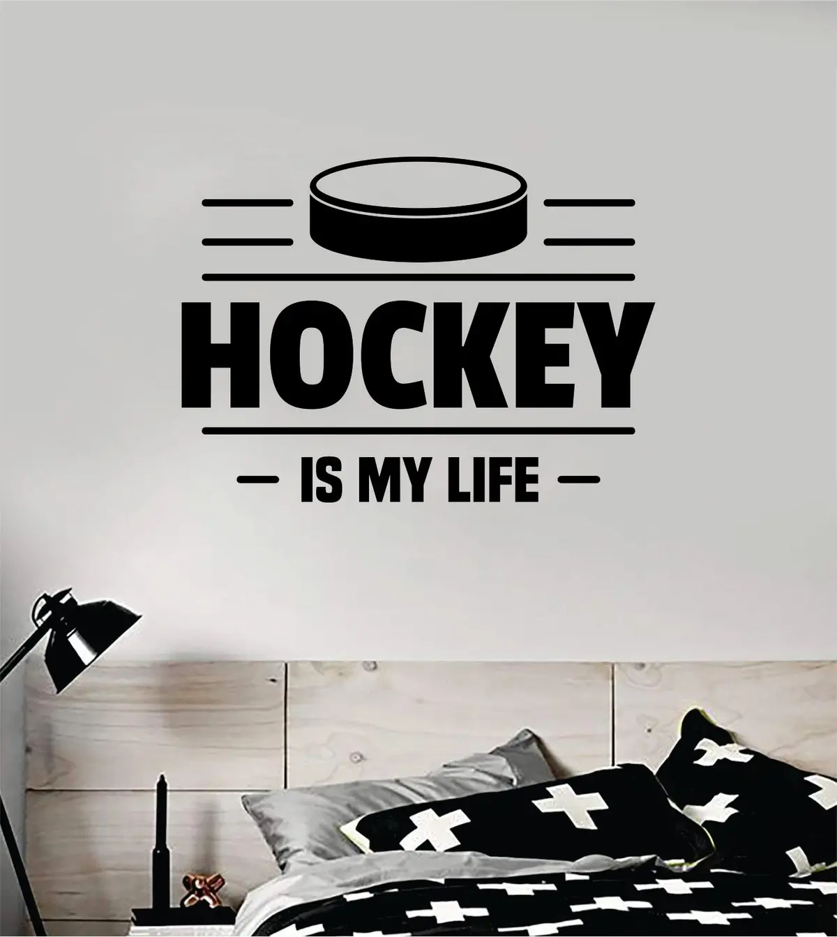 Hockey Is My Life Wall Decal Quote Home Room Decor Art Vinyl Sticker Bedroom Inspirational Sports Teen Winter Ice Goalie Kids 1