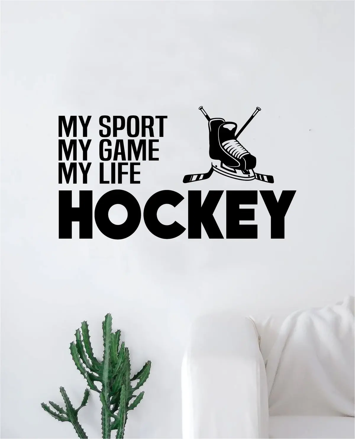 Hockey My Sport Game Life Wall Decal Sticker Vinyl Art Bedroom Room Home Decor Quote Kids Teen Baby Boy Girl Nursery School Fitness Inspirational Ice Skate 1