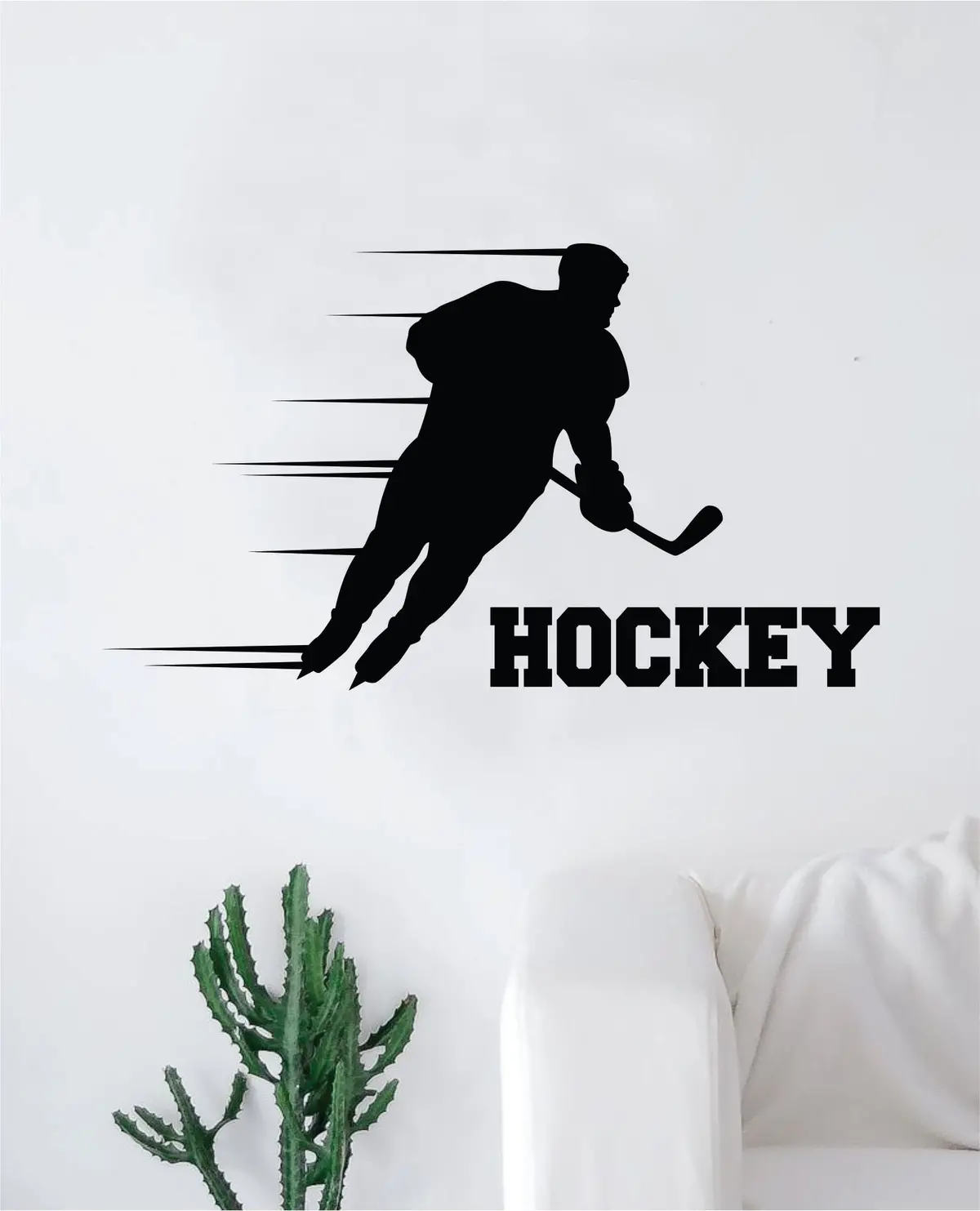 Hockey Player V5 Wall Decal Sticker Vinyl Art Bedroom Room Home Decor Quote Kids Teen Baby Boy Girl Nursery School Fitness Inspirational Ice Skate Nhl 1