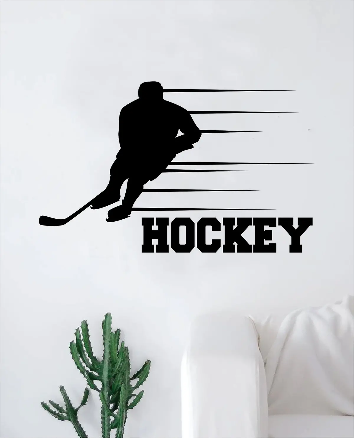 Hockey Player V6 Wall Decal Sticker Vinyl Art Bedroom Room Home Decor Quote Kids Teen Baby Boy Girl Nursery School Fitness Inspirational Ice Skate Nhl 1