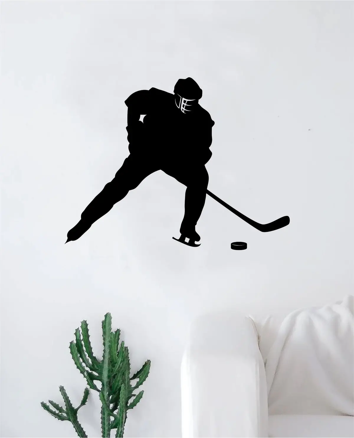 Hockey Player V7 Wall Decal Sticker Vinyl Art Bedroom Room Home Decor Quote Kids Teen Baby Boy Girl Nursery School Fitness Inspirational Ice Skate Nhl 1