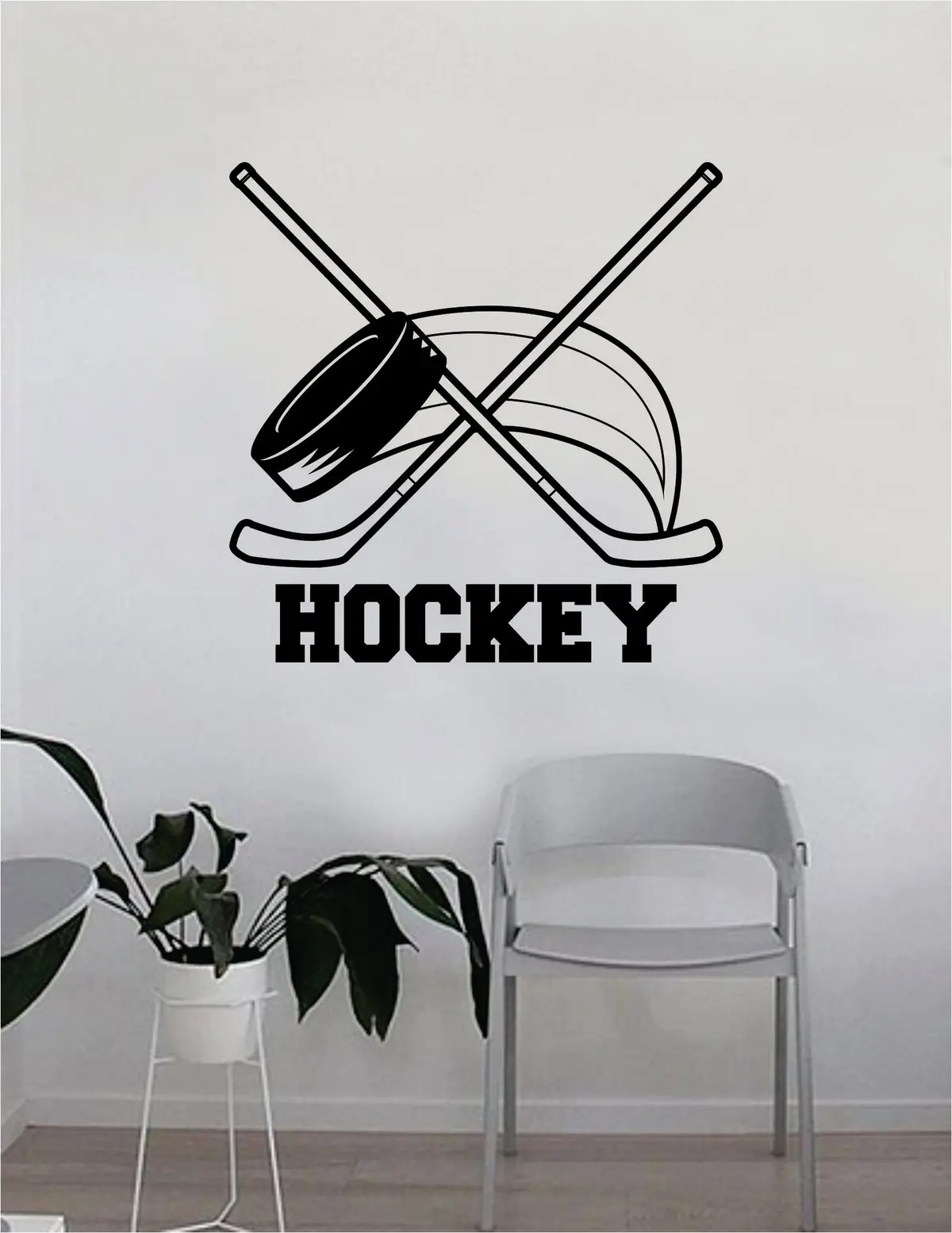 Hockey Puck And Sticks Wall Decal Quote Home Room Decor Decoration Art Vinyl Sticker Bedroom Inspirational Sports Teen Sticks Extreme Ice Goalie Motivational 1