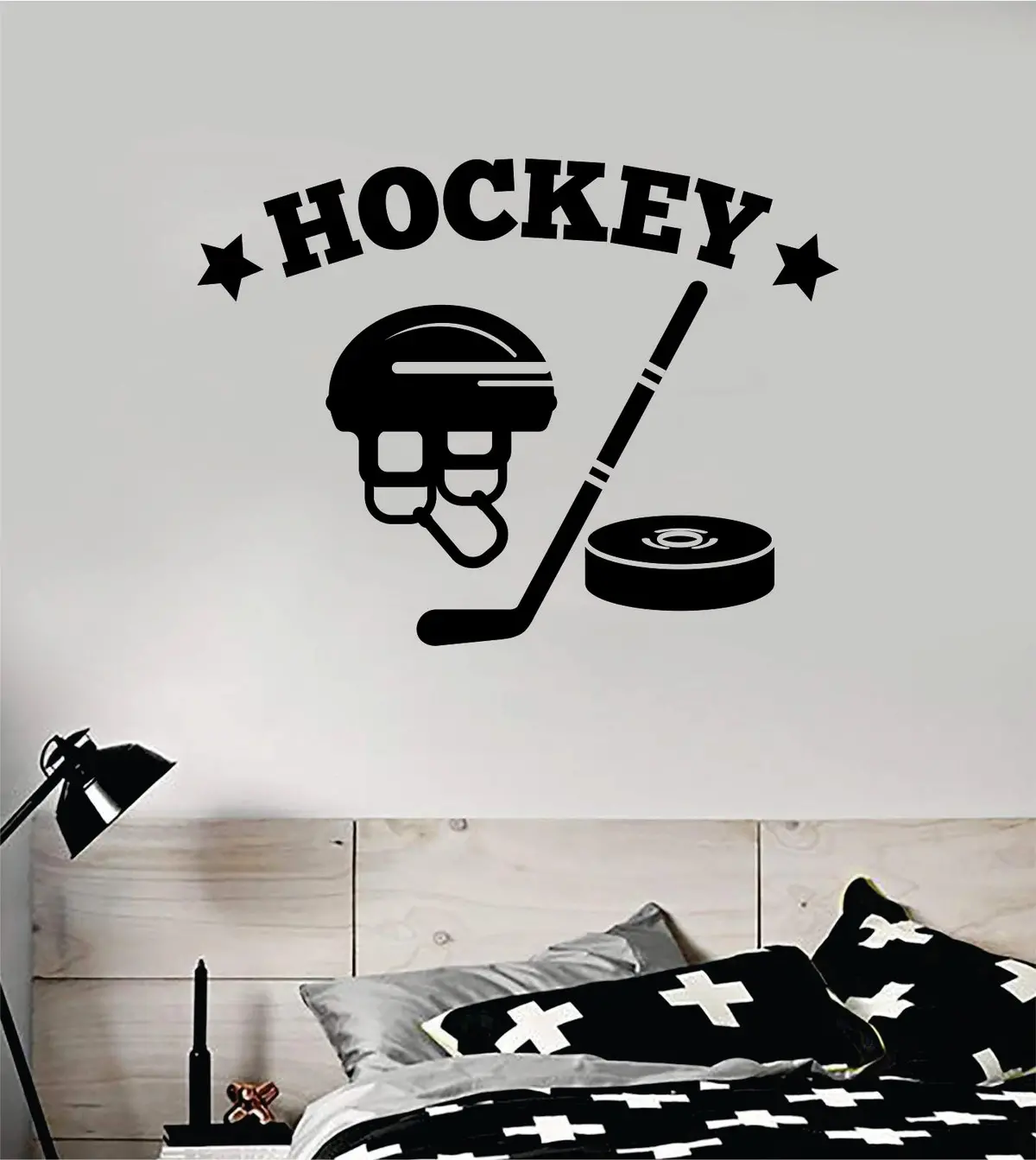 Hockey V2 Wall Decal Sticker Vinyl Art Bedroom Room Home Decor Quote Kids Teen Baby Boy Girl Nursery Ice Skate Puck Stick Nhl Winter 1