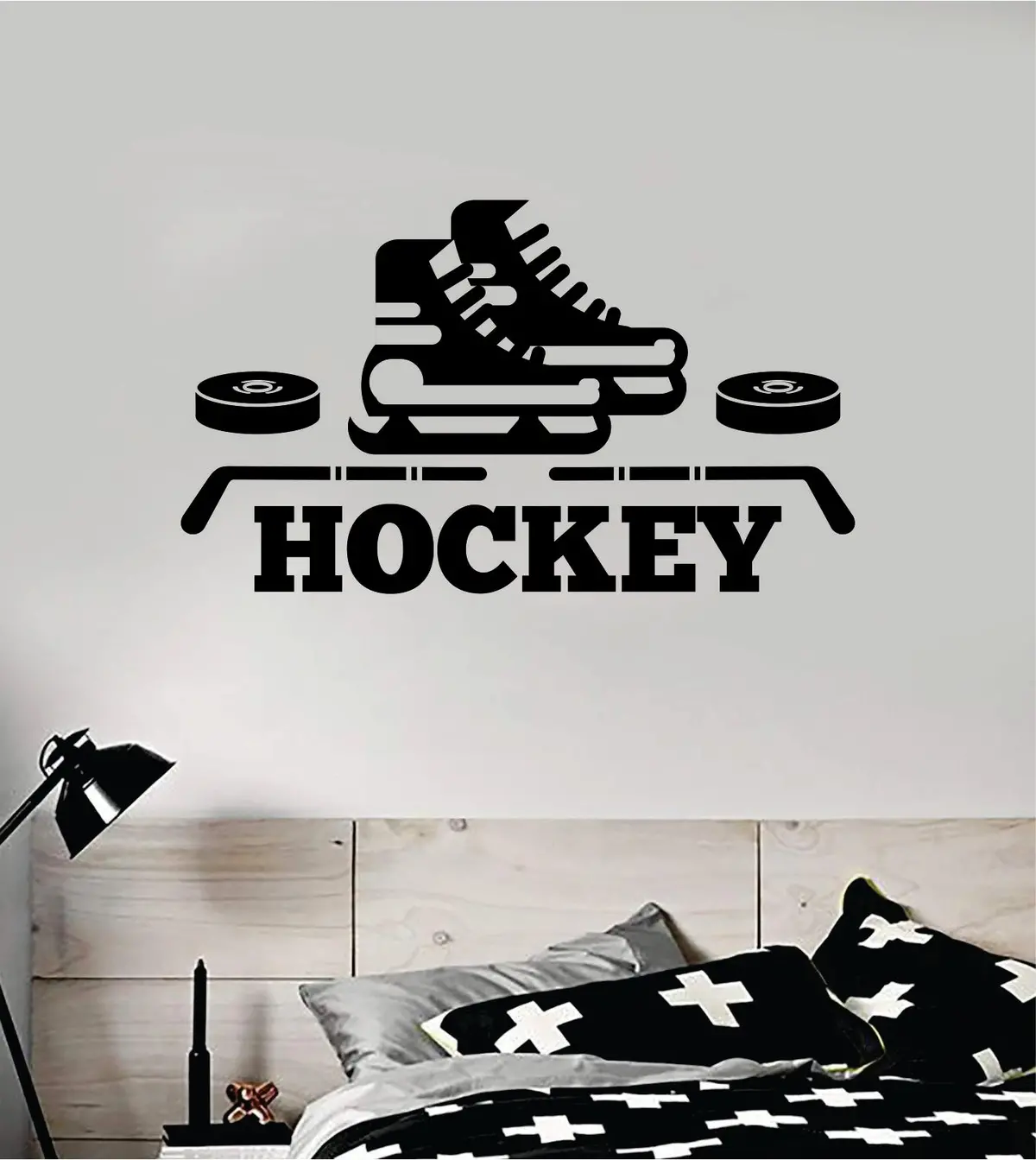 Hockey Wall Decal Sticker Vinyl Art Bedroom Room Home Decor Quote Kids Teen Baby Boy Girl Nursery Ice Skate Puck Stick Nhl Winter 1