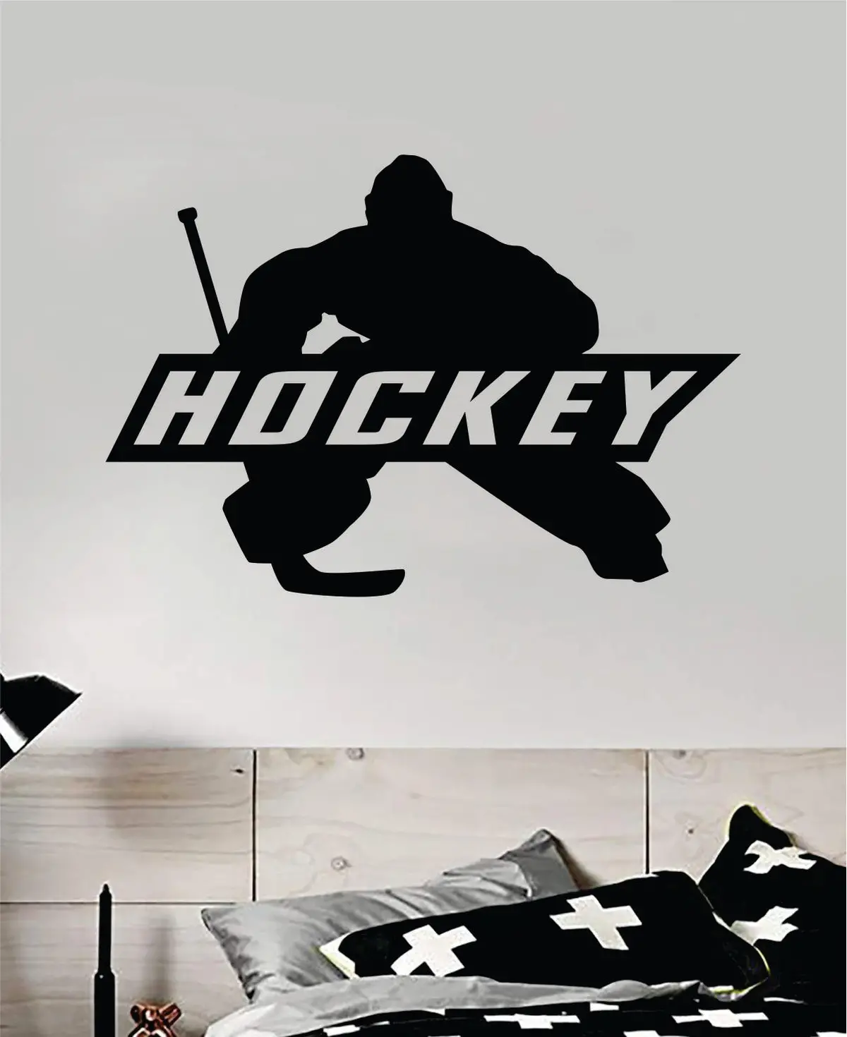 Hockey Goalie V7 Quote Wall Decal Sticker Bedroom Room Vinyl Art Home Sticker Decor Teen Nursery Inspirational Sports Kids Teen Boy Girl Winter Ice Skate 1