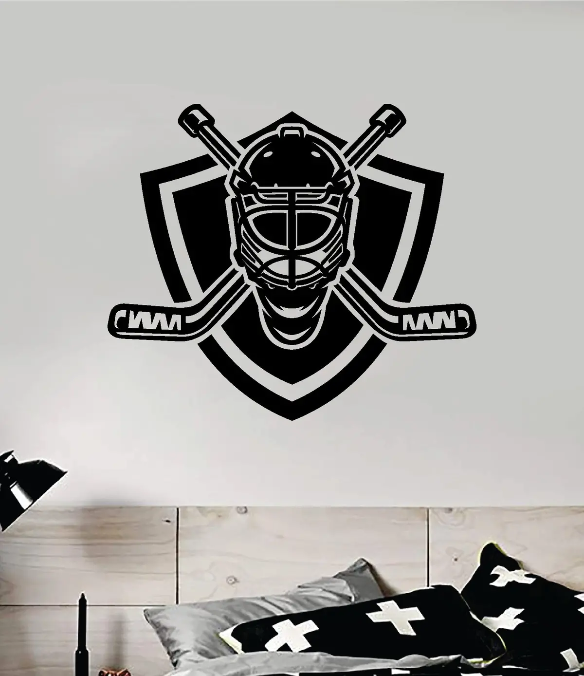 Hockey Goalie V8 Wall Decal Sticker Vinyl Art Bedroom Room Home Decor Quote Kids Teen Boy Girl Nursery School Fitness Inspirational Ice Skate Winter Mask 1
