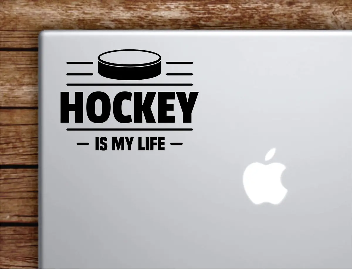 Hockey Is My Life Laptop Wall Decal Sticker Vinyl Art Quote Macbook Decor Car Window Truck Kids Baby Teen Inspirational Girls Boys Sports Winter Ice Skate 1