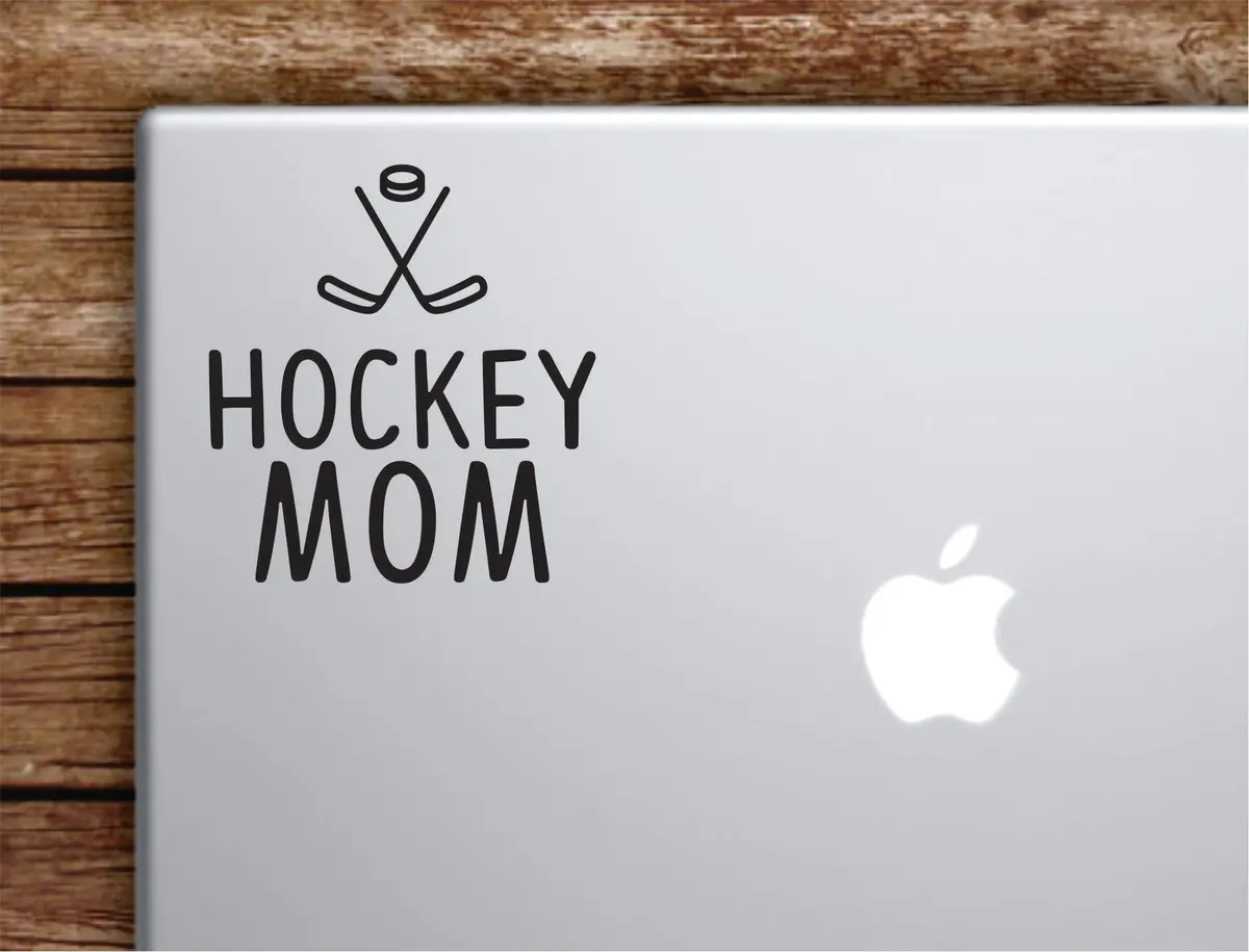 Hockey Mom Laptop Wall Decal Sticker Vinyl Art Quote Macbook Apple Decor Car Window Truck Teen Inspirational Girls Sports 1