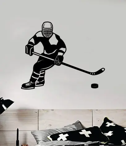 Hockey Player V9 Wall Decal Sticker Vinyl Art Bedroom Room Home Decor Quote Kids Teen Baby Boy Girl Ice Skate Puck Stick Nhl Winter Sports 1