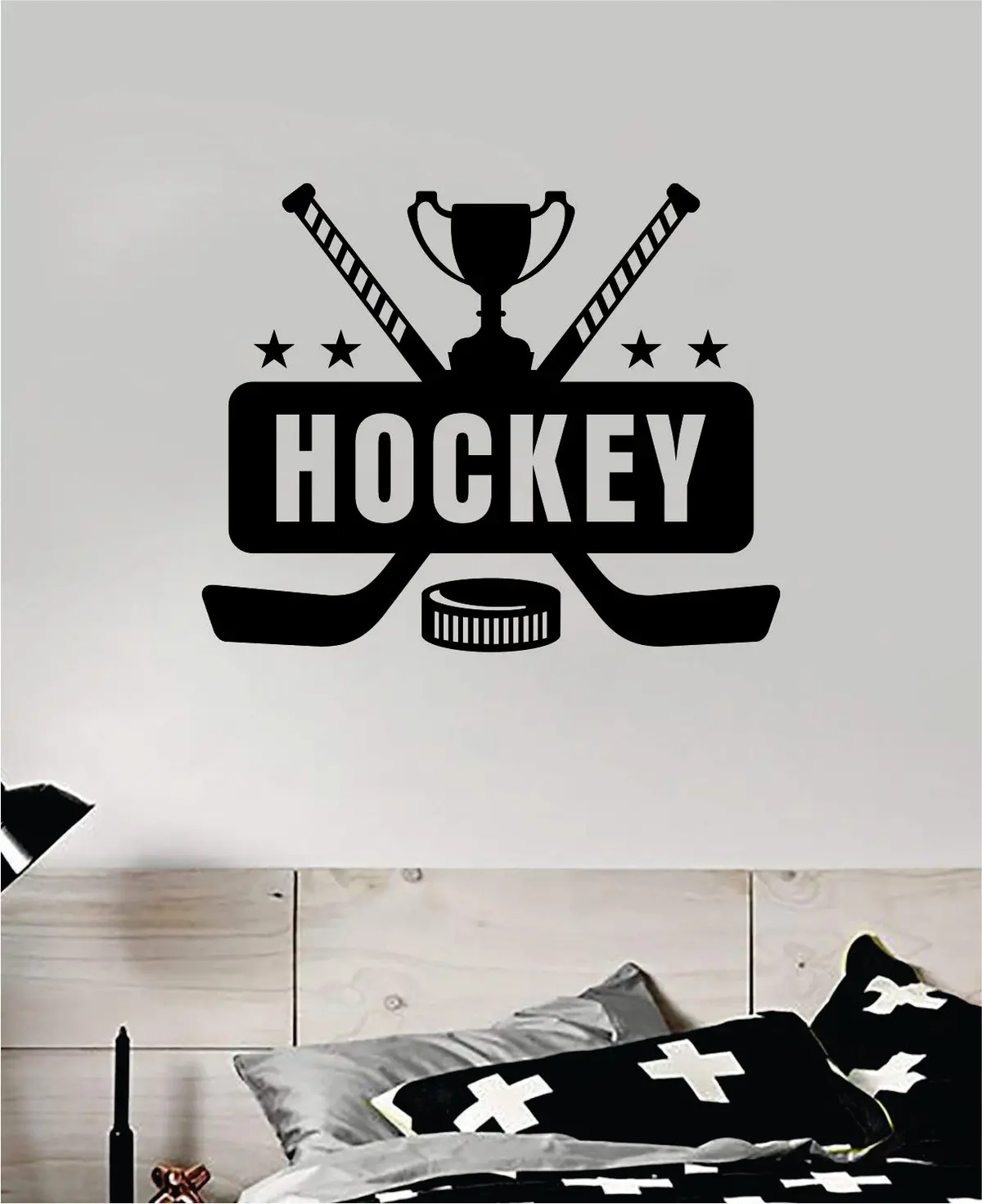 Hockey V3 Wall Decal Sticker Vinyl Art Bedroom Room Home Decor Quote Kids Teen Baby Boy Girl Nursery Ice Skate Puck Stick Nhl Winter 1