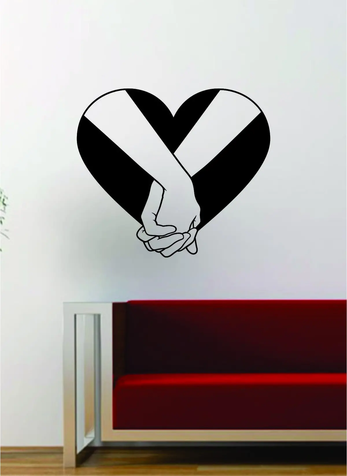 Holding Hands Heart Love Decal Sticker Wall Vinyl Art Words Decor Inspirational Marriage 1