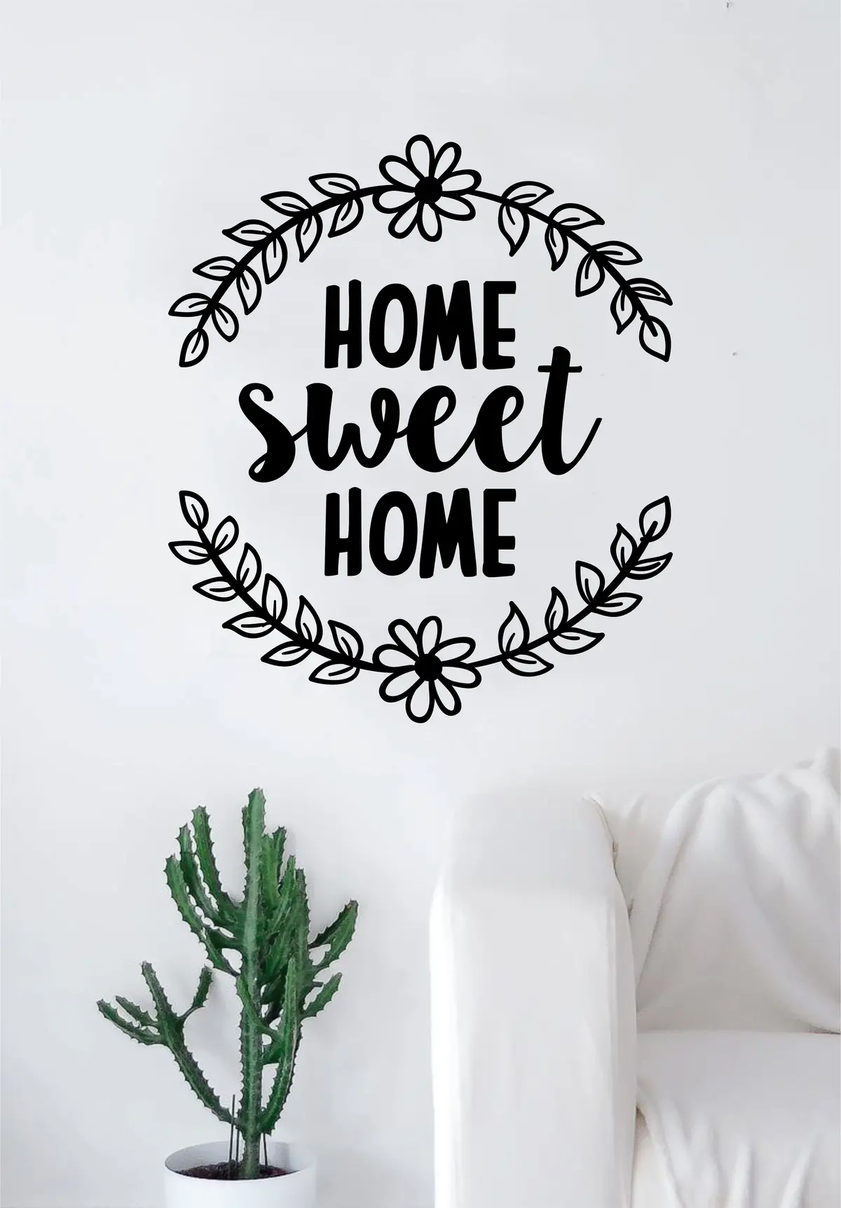 Home Sweet Home Quote Wall Decal Home Decor Bedroom Room Art Sticker Vinyl Family Inspirational Beautiful Floral Flowers 1