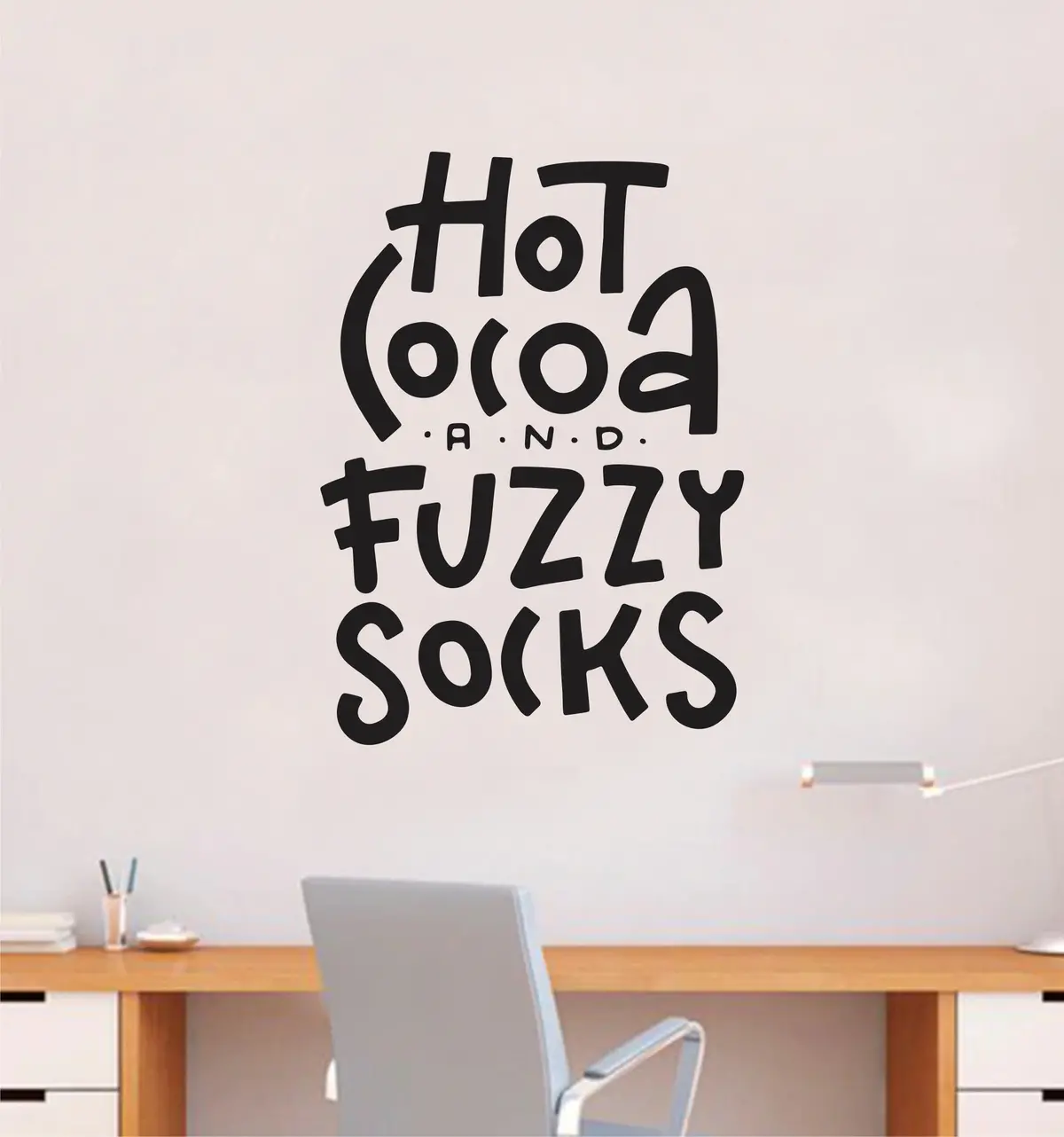 Hot Cocoa And Fuzzy Socks Quote Wall Decal Sticker Vinyl Decor Room Bedroom Nursery Girls Teen Cozy Cute Winter 1
