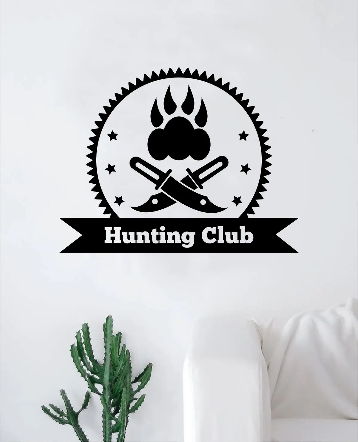 Hunting Club Wall Decal Sticker Vinyl Art Bedroom Living Room Nursery Quote Animals Hunter 1