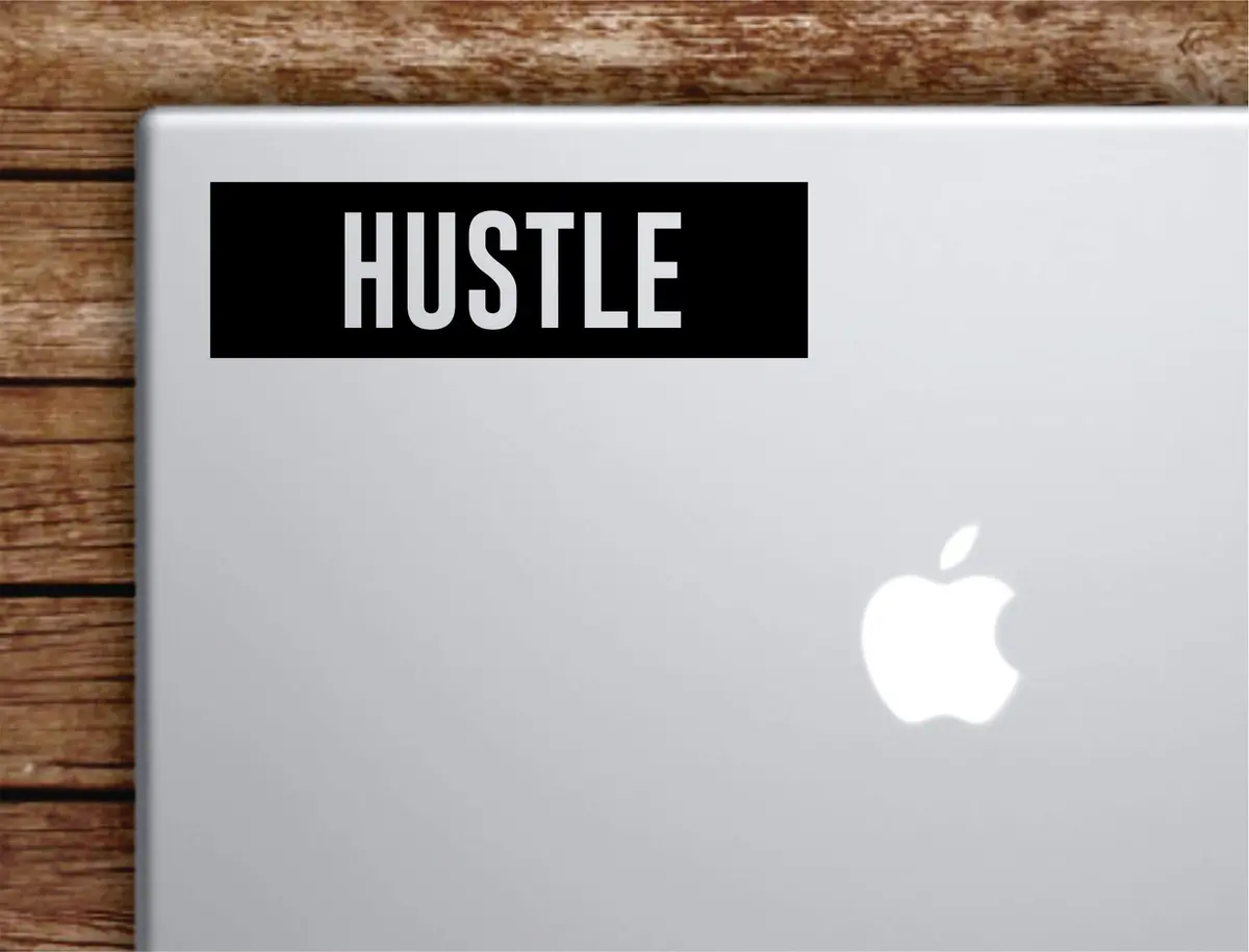 Hustle Rectangle Laptop Apple Macbook Quote Wall Decal Sticker Art Vinyl Inspirational Motivational Teen Money 1