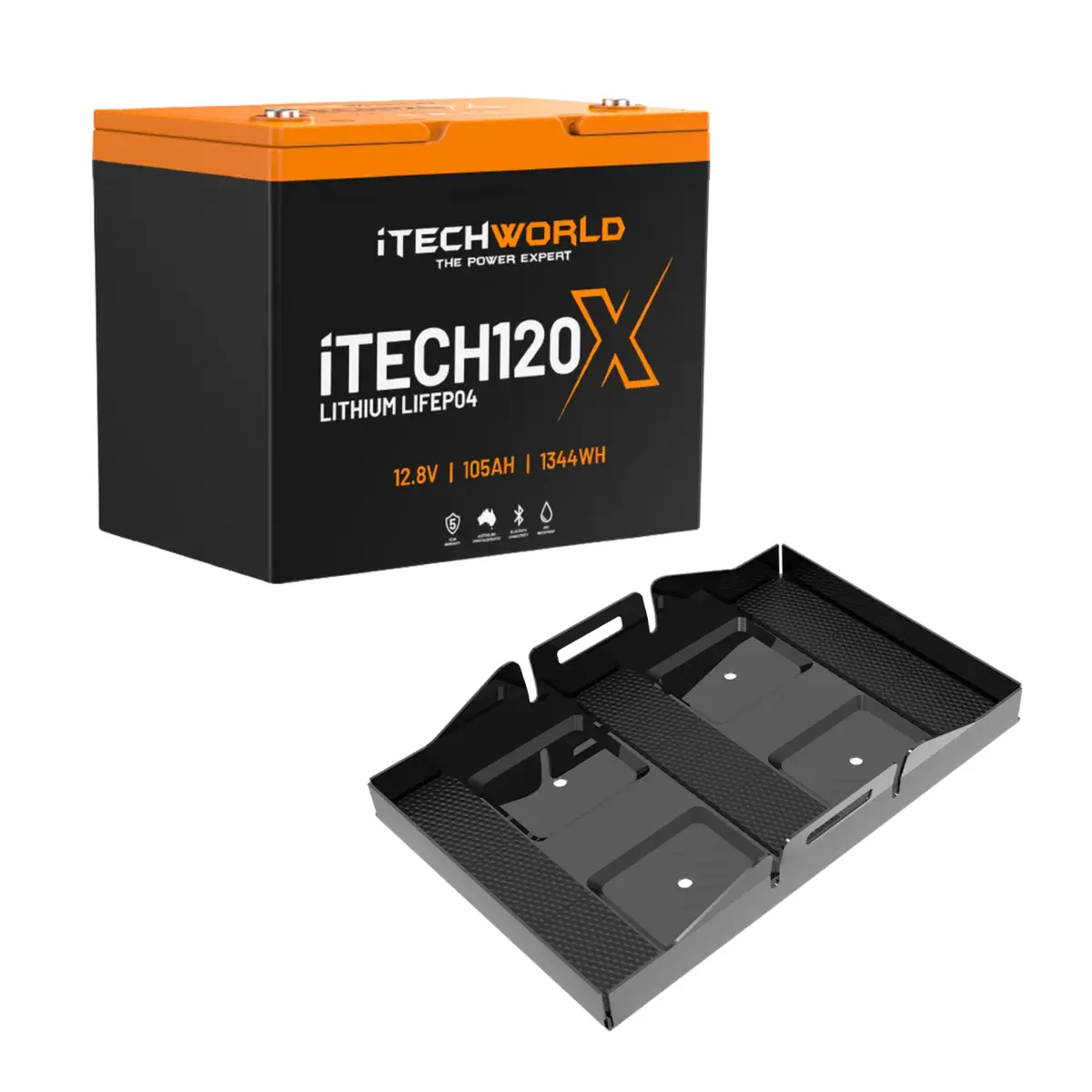 Itechworld | 105Ah Lithium Lifepo4 Bluetooth Battery Bundle | With Battery Tray 1