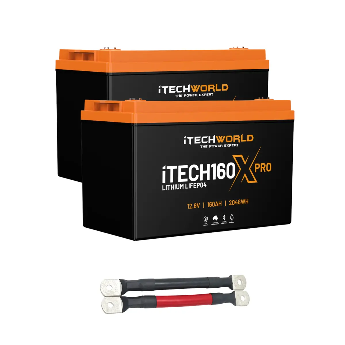 Itechworld | 320Ah Lithium Lifepo4 Bluetooth Pro Battery Bundle | 2×160Ah Deep Cycle With Parallel Linking Cables 1