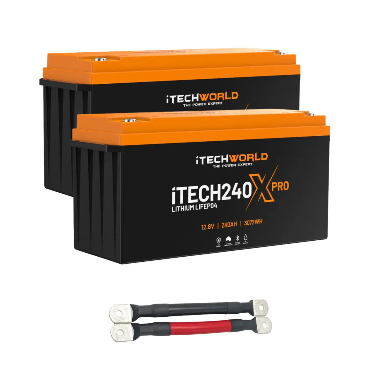 Itechworld | 480Ah Lithium Lifepo4 Bluetooth Pro Battery Bundle | 2×240Ah Deep Cycle With Parallel Linking Cables 1