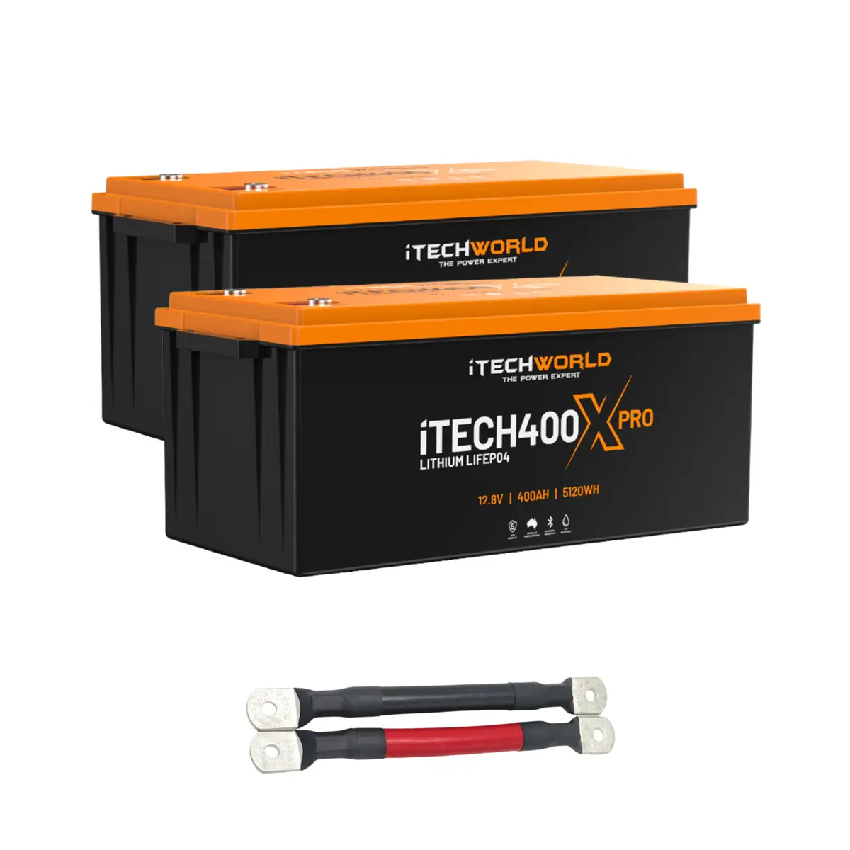 Itechworld | 800Ah Lithium Lifepo4 Bluetooth Pro Battery Bundle | 2×400Ah Deep Cycle With Parallel Linking Cables 1