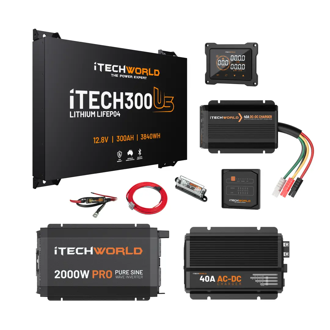 Itechworld | Complete Ultra Slimline Canopy Dual Battery Kit | 300Ah Lithium 1