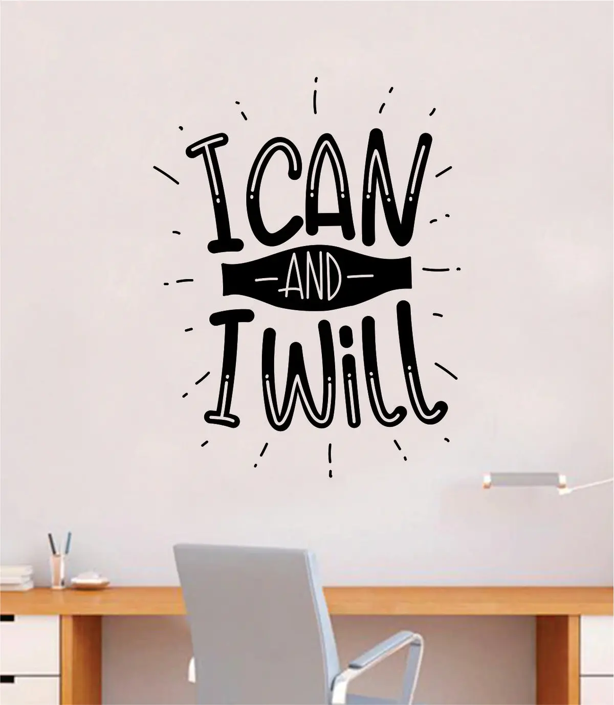 I Can And I Will V2 Quote Wall Decal Sticker Bedroom Room Art Vinyl Inspirational Motivational Teen School Baby Nursery Kids Office Gym 1