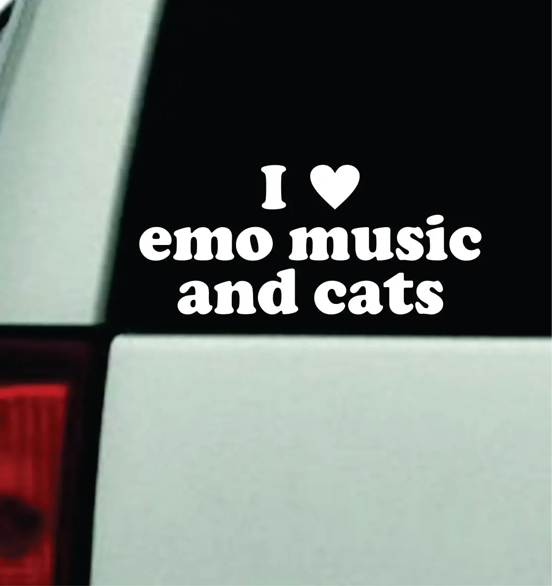 I Love Emo Music And Cats Car Decal Truck Mirror Window Windshield Bumper Sticker Men Girls Blegh Goth Hardcore Metal 1