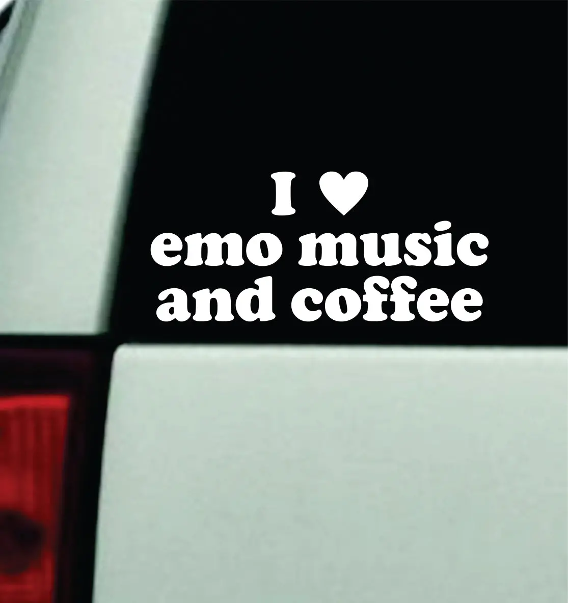 I Love Emo Music And Coffee Car Decal Truck Mirror Window Windshield Bumper Sticker Men Girls Blegh Goth Hardcore Metal 1