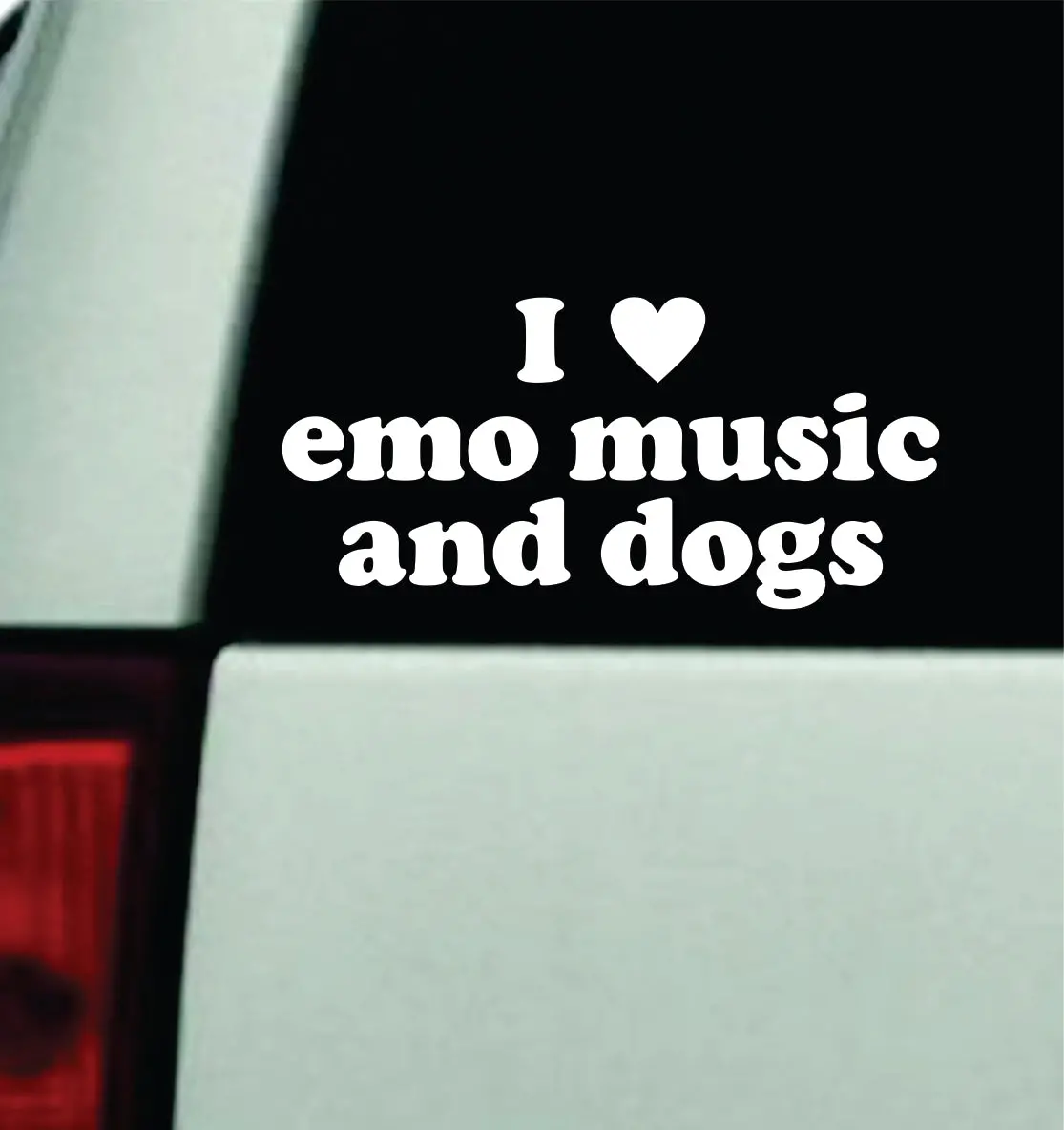 I Love Emo Music And Dogs Car Decal Truck Mirror Window Windshield Bumper Sticker Men Girls Blegh Goth Hardcore Metal 1