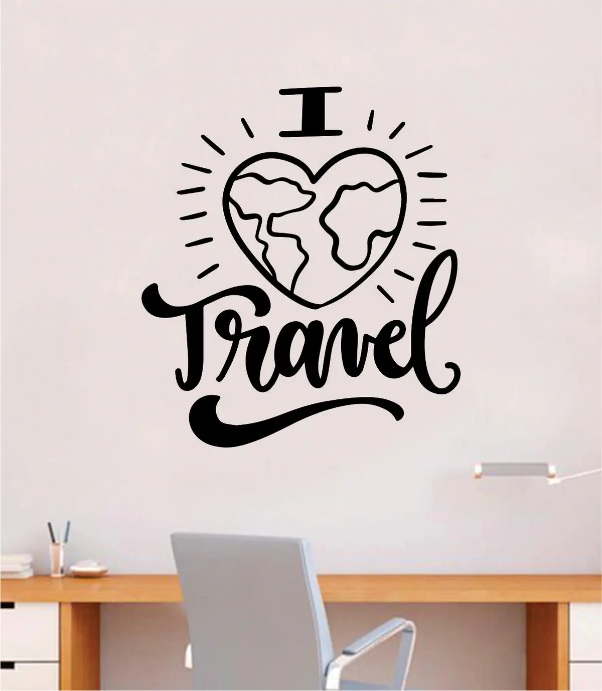 I Love Travel Quote Wall Decal Sticker Bedroom Room Art Vinyl Beautiful Inspirational Adventure Earth Wanderlust Kids Baby Nursery 1