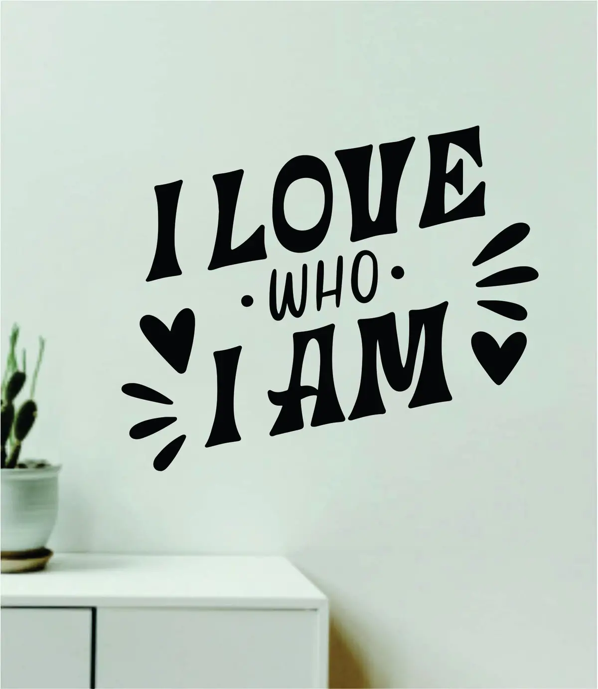 I Love Who I Am Wall Decal Home Decor Art Sticker Vinyl Quote Inspirational Motivation Positive Affirmations Mental Health 1