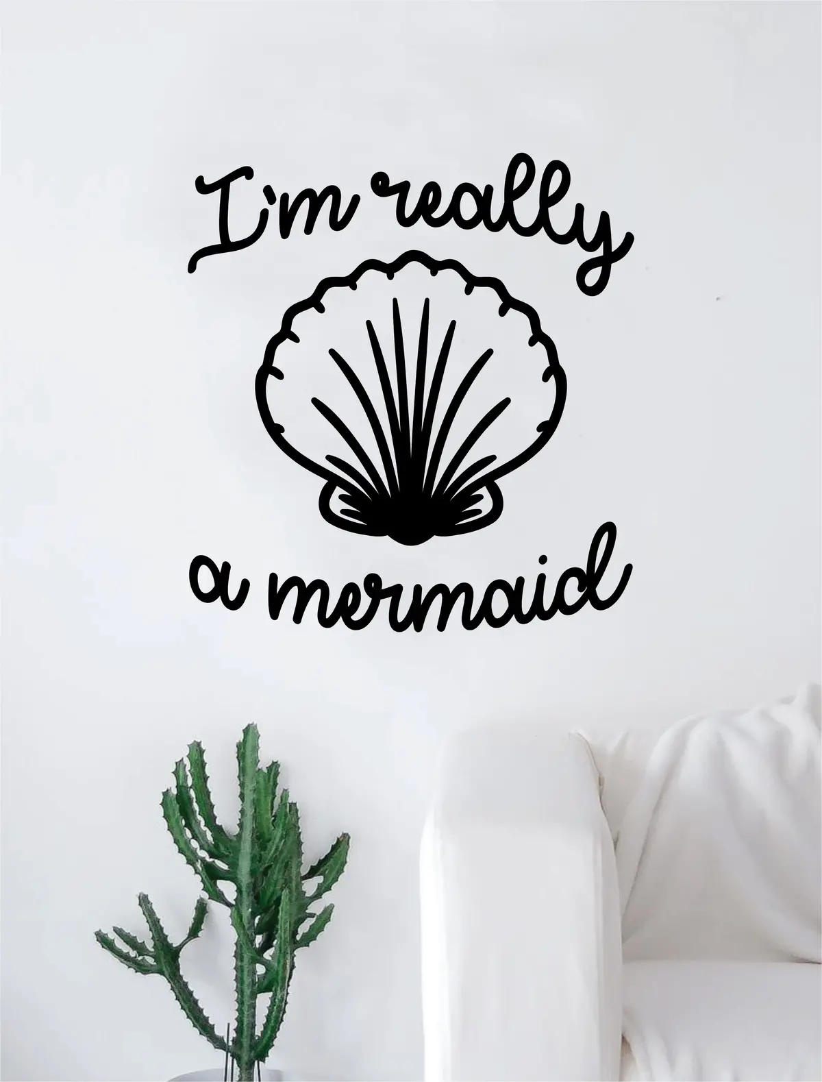 I'm Really A Mermaid Wall Decal Sticker Vinyl Art Decor Room Bedroom Inspirational Quote Sea Shell 1