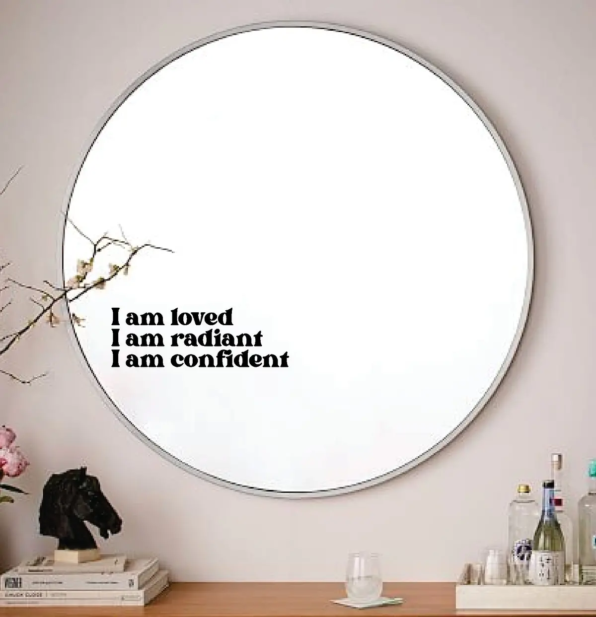 I Am Loved Radiant Confident Wall Decal Mirror Sticker Vinyl Quote Bedroom Art Girls Women Inspirational Motivational Positive Affirmations Beauty Vanity Lashes Brows Aesthetic 1
